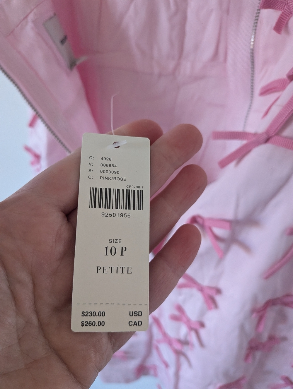 NWT! Anthropologie Maeve The Brynne 3-D Spaghetti-Strap Pink Bow - Picture 3 of 8